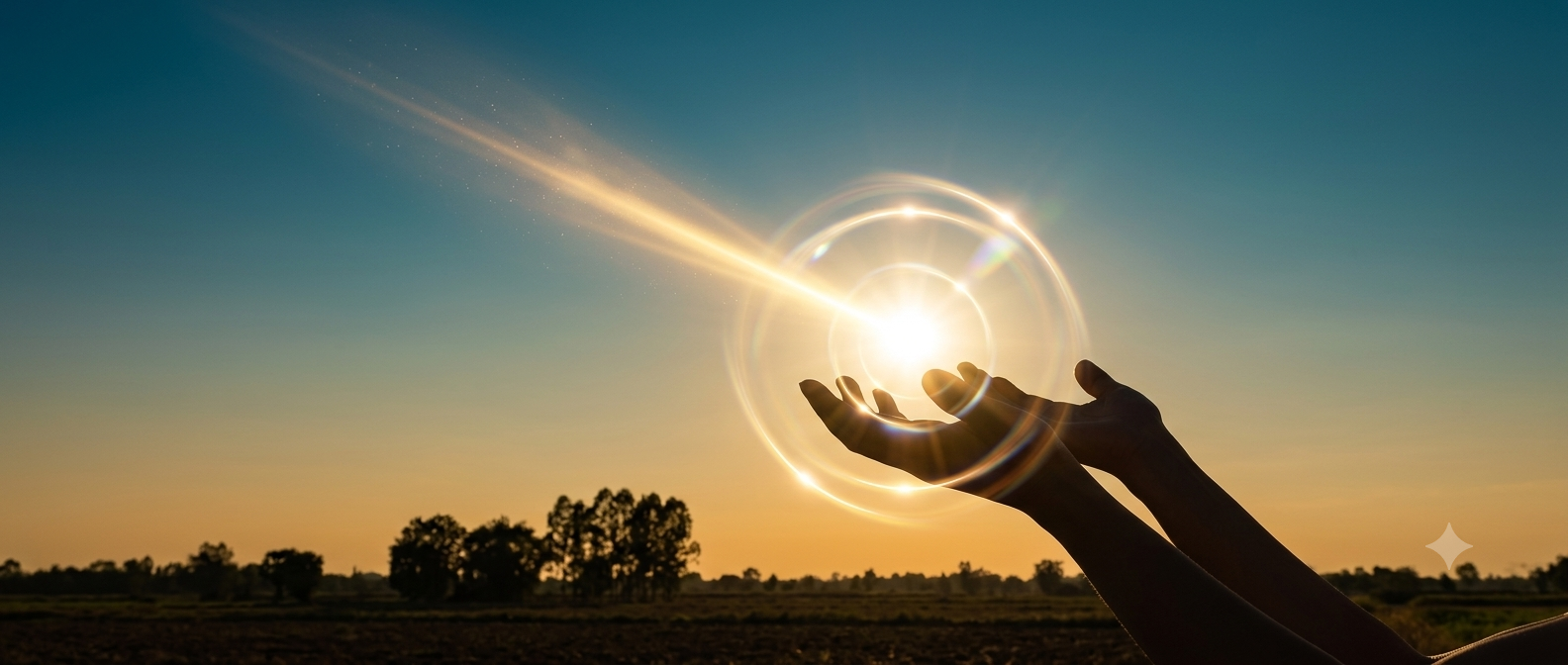 Hands Lifting to light.